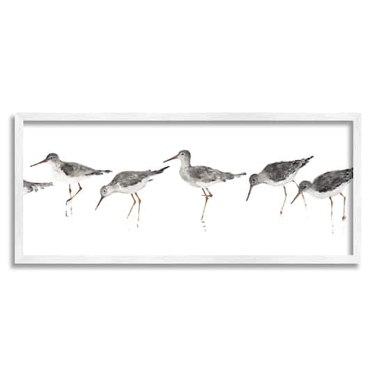 Stupell Industries Beach Bird Sandpipers Painting Wall Art in White Frame